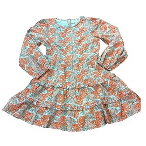 Tuckernuck Dening Nori Dress Roller Rabbit Sz S Orange Floral Roses 100% Cotton
